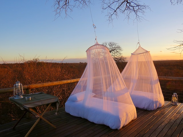 mosquito net beds outside